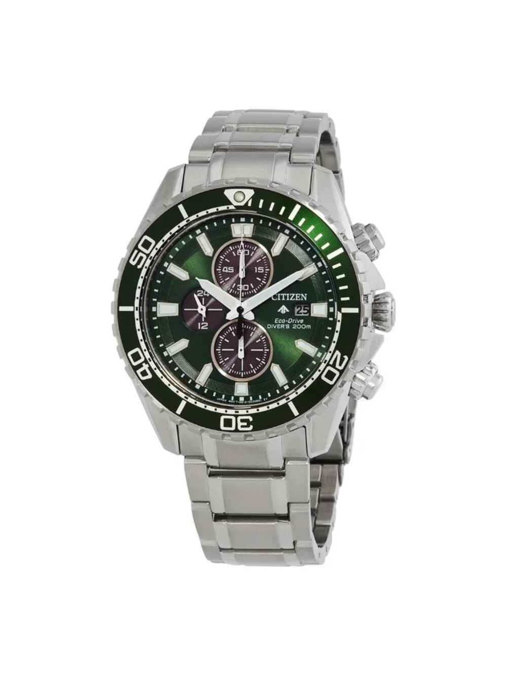 NWT Citizen Promaster Dive Chronograph Eco-Drive Green Dial Men's Watch